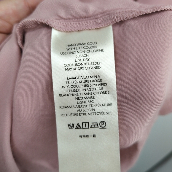 BHLDN Anthro Matine Robe Rose Pink Viscose Tie Waist Lace Trim Bride Soft Medium - Picture 10 of 10